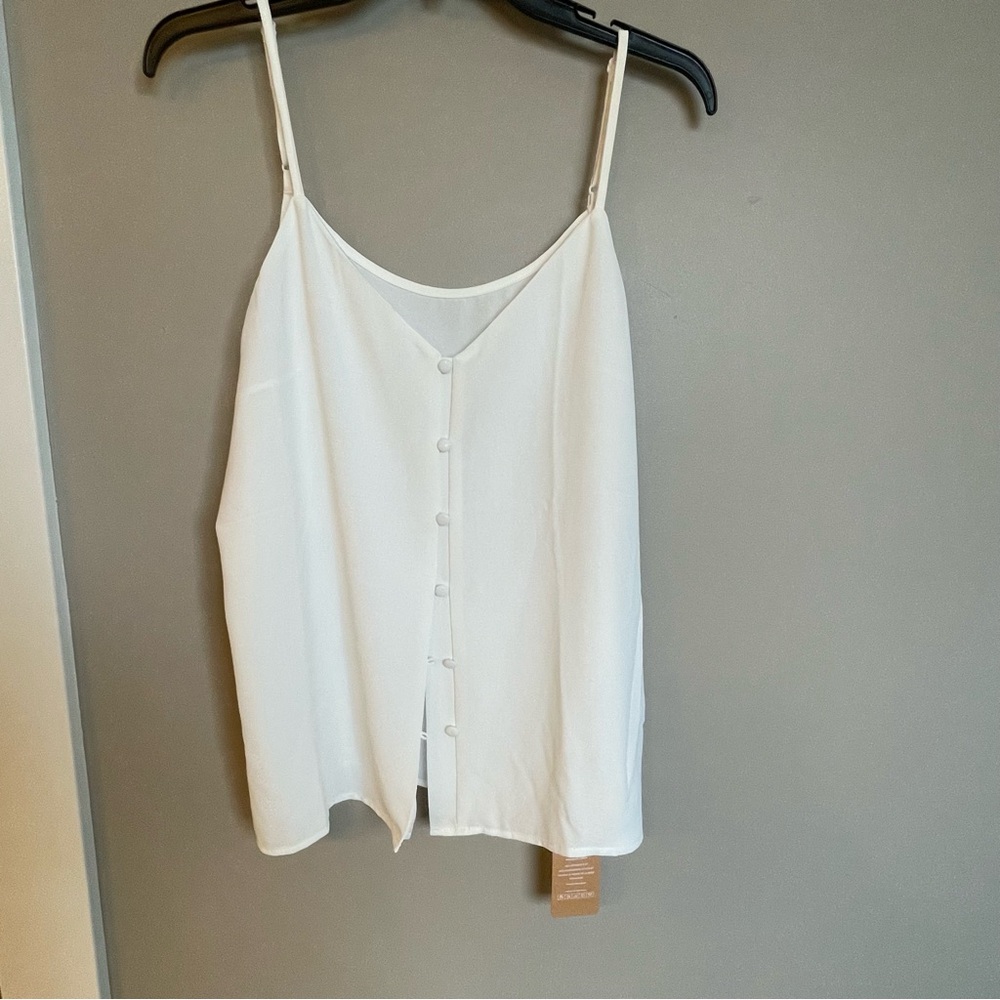 SHEIN Frenchy White Button Down Spaghetti Strap Camisole